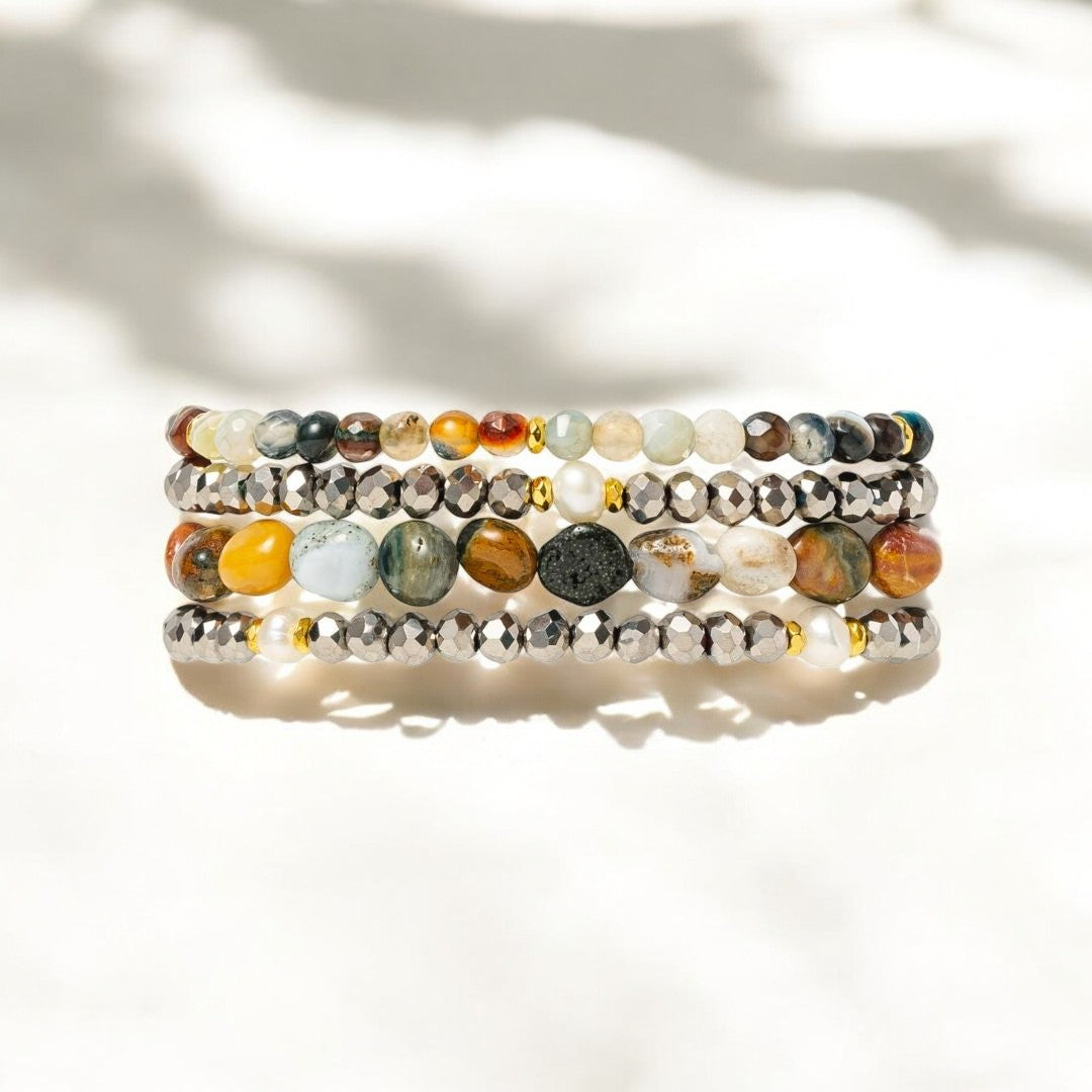 Bracelet Apple Watch en cascade de perles d'agate