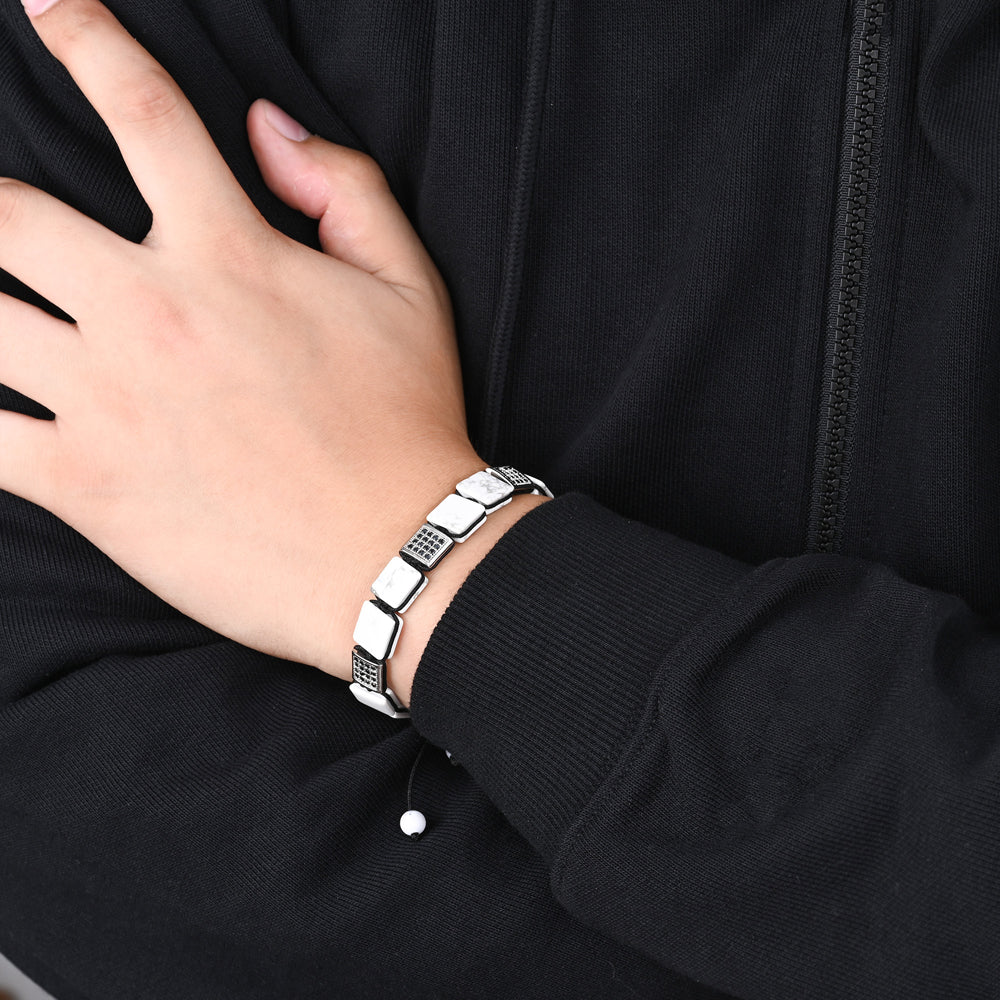 Bracelet blanc turquoise pour homme