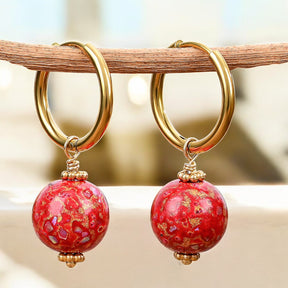 Boucles d'oreilles créoles à orbe tachetée Crimson Orbit