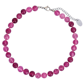 Collier ras du cou en quartz rose radiant