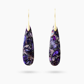 Boucles d'oreilles pendantes en jaspe terrain violet