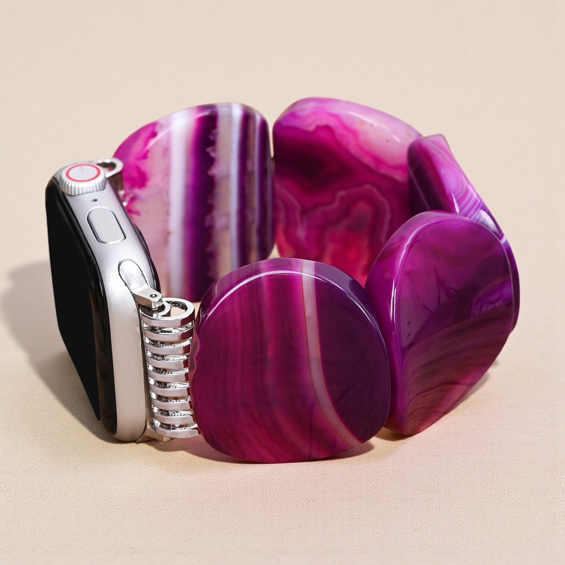 Bracelet extensible Apple Watch en agate prune mystique