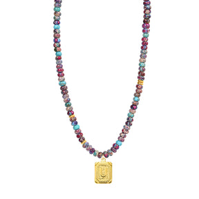 Collier lettre en jaspe impérial bleu