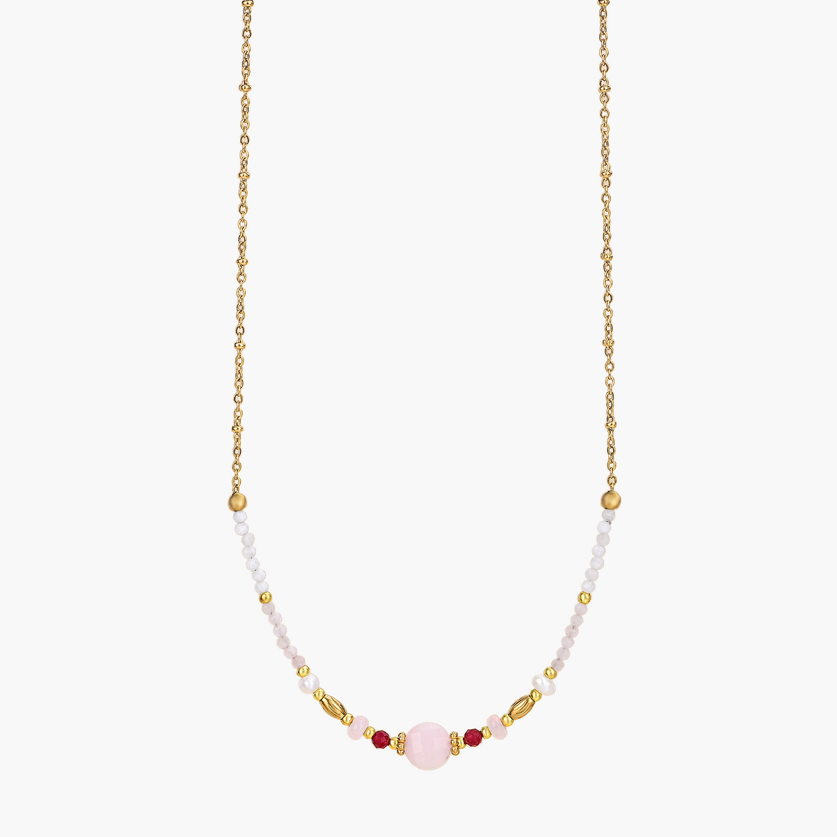 Collier en quartz rose éclairé par la lune