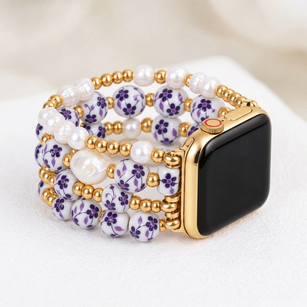 Bracelet Apple Watch Porcelain Garden Violet Bloom