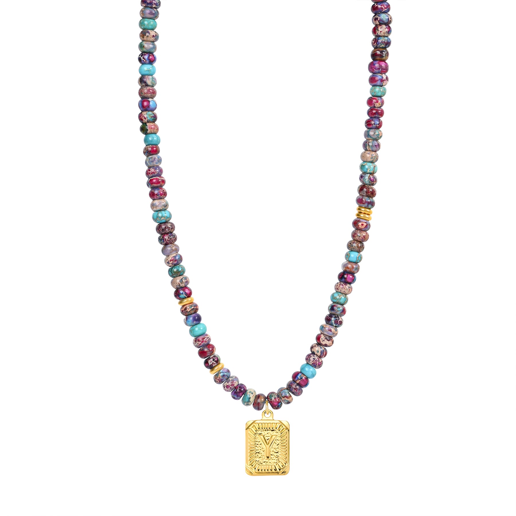 Collier lettre en jaspe impérial bleu