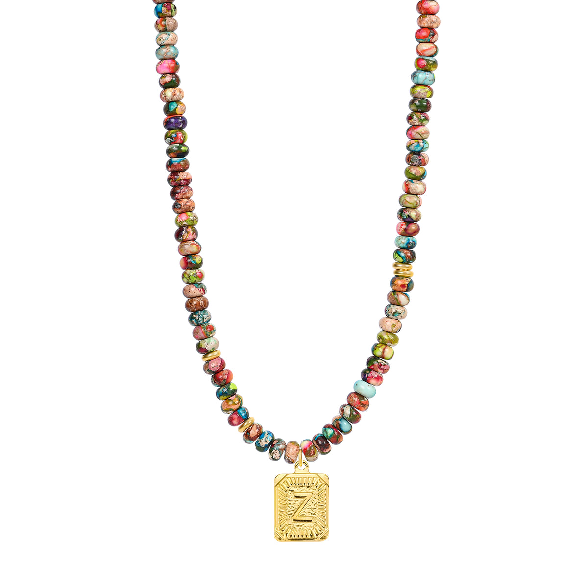Collier lettre en jaspe impérial bleu