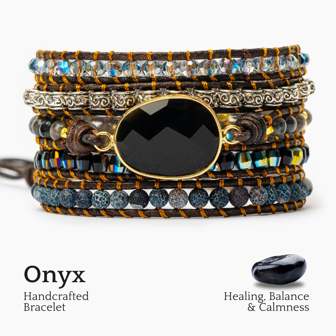 Bracelet Wrap Onyx Moonlight Protection