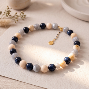 Collier gris épais à perles