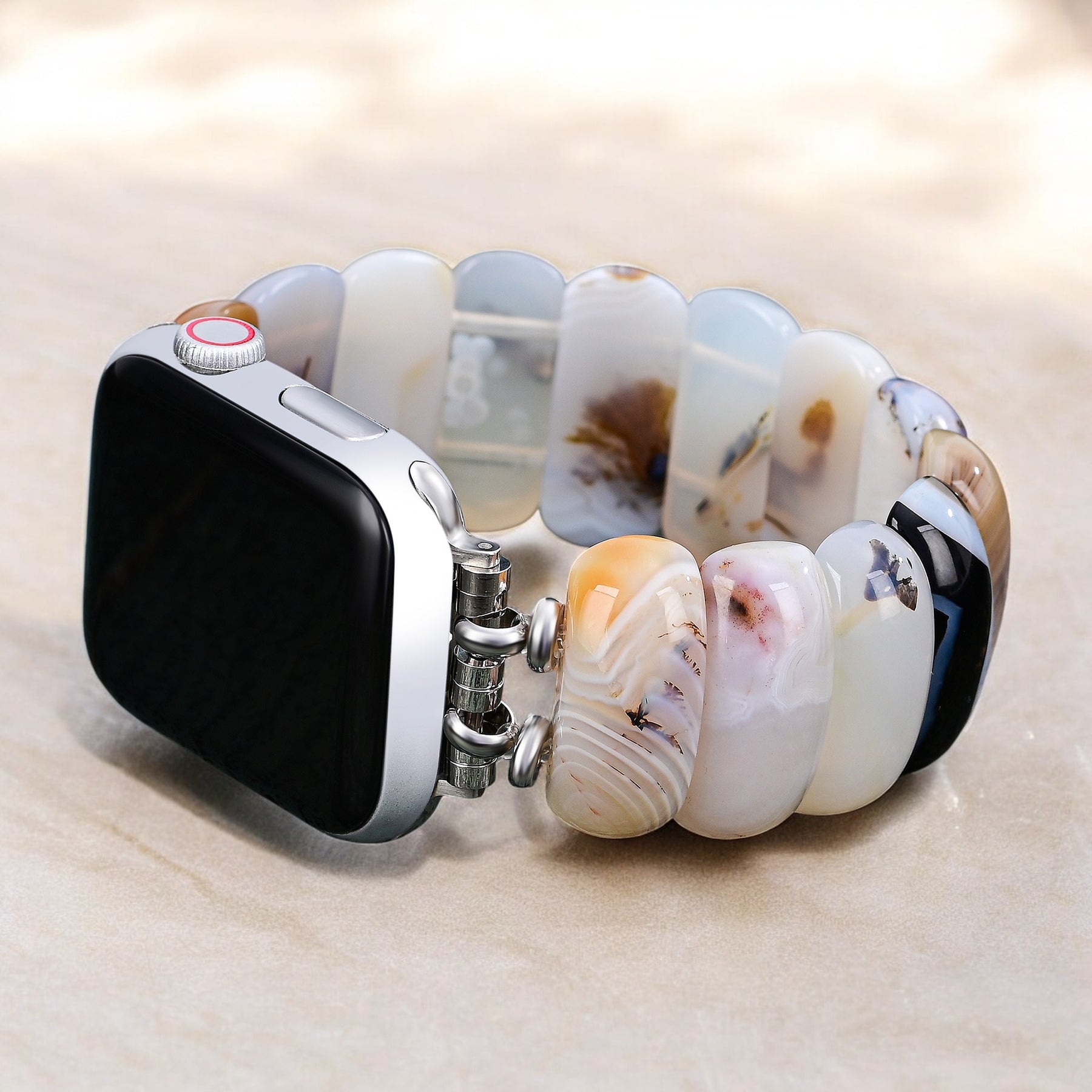 Bracelet extensible en agate Ivory Dune pour Apple Watch
