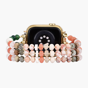 Bracelet en pierre naturelle corail extensible Apple Watch