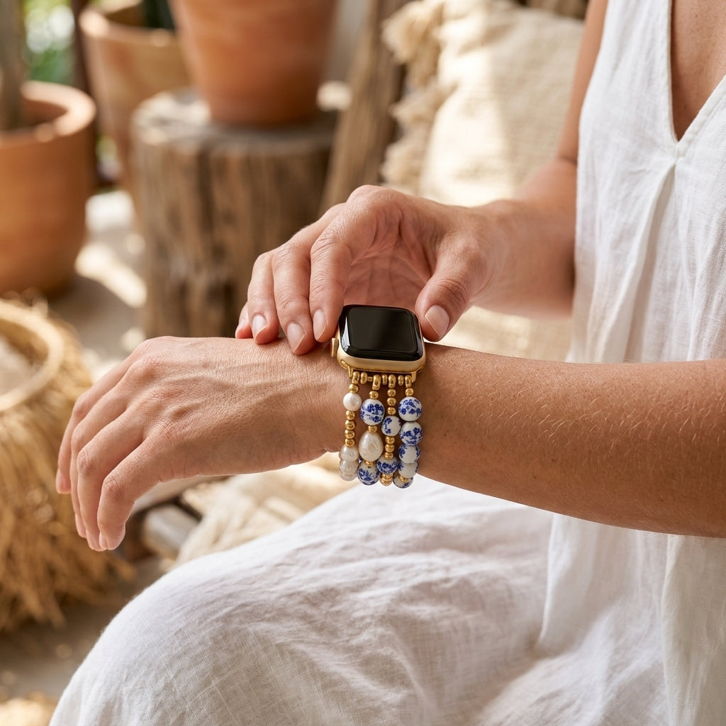 Bracelet Apple Watch Porcelain Garden Sapphire Bloom