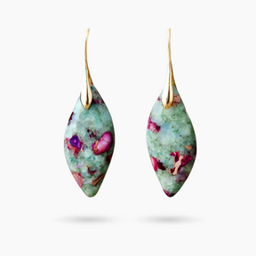 Boucles d'oreilles en jaspe feuilles Rosy Reef