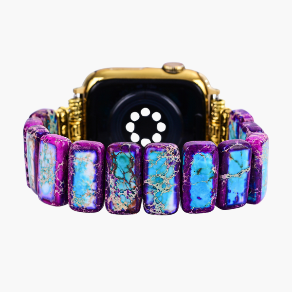 Bracelet extensible en jaspe tibétain majestueux pour Apple Watch