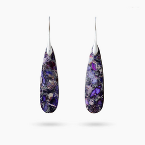 Boucles d'oreilles pendantes en jaspe terrain violet