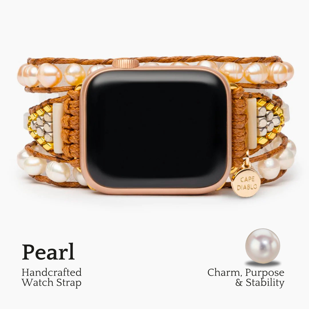 Bracelet Apple Watch en perles d'eau douce élégantes