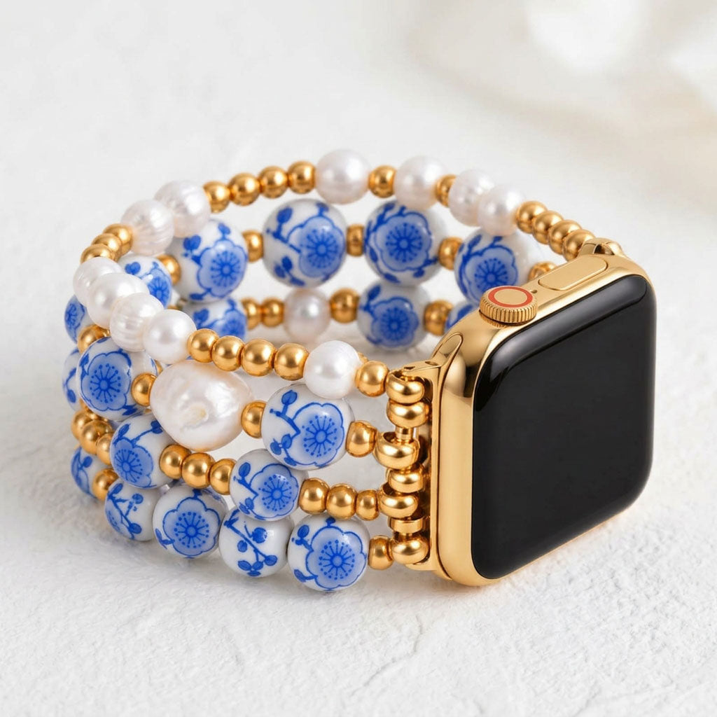 Bracelet Apple Watch Porcelain Garden Blue Blossom