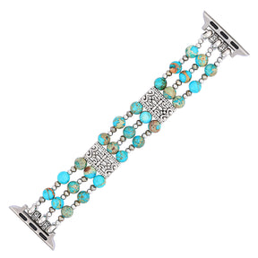 Bracelet en cuir turquoise artisanal pour Apple Watch