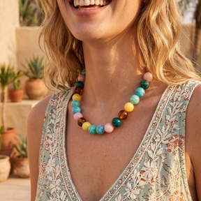 Collier tropical épais à perles