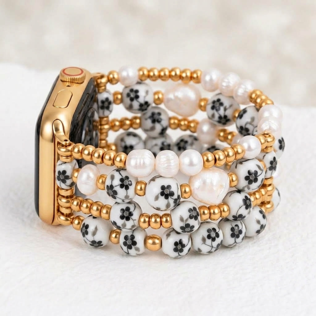 Bracelet Apple Watch Porcelain Garden Midnight Bloom