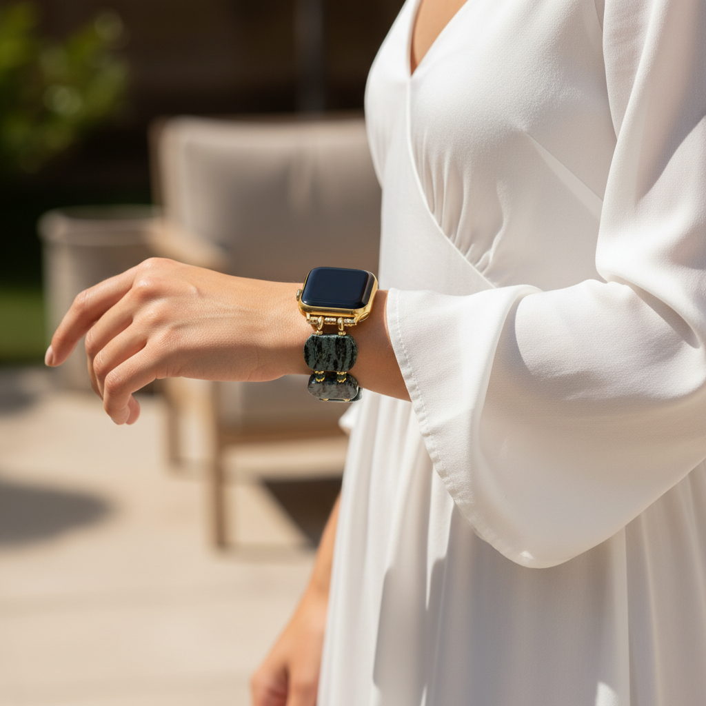 Bracelet Apple Watch en taxoïte mousse d'émeraude