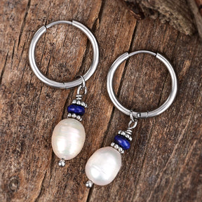 Boucles d'oreilles créoles en perles et agates Golden Grace