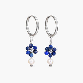 Boucles d'oreilles créoles en perles et agates Golden Grace