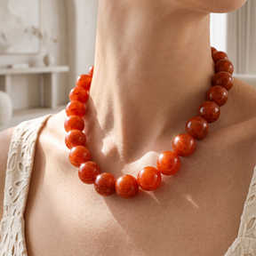 Collier épais à perles rouges