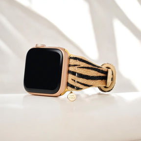 Bracelet Apple Watch en cuir à rayures élégantes