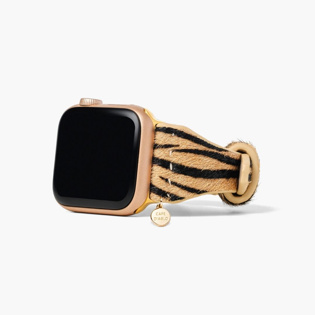 Bracelet Apple Watch en cuir à rayures élégantes