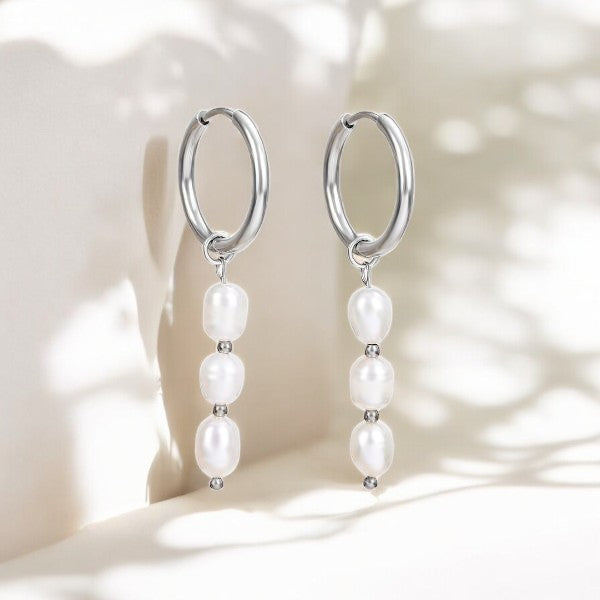 Boucles d'oreilles créoles en perles et agates Golden Grace
