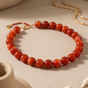 Collier épais à perles rouges