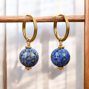 Boucles d'oreilles créoles Sphère mouchetée Ciel de saphir