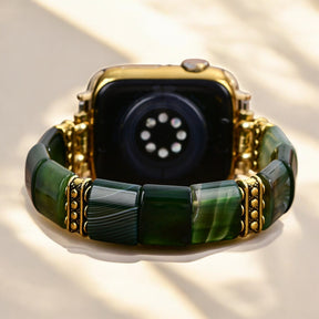 Bracelet extensible en agate sérénité evergreen pour Apple Watch