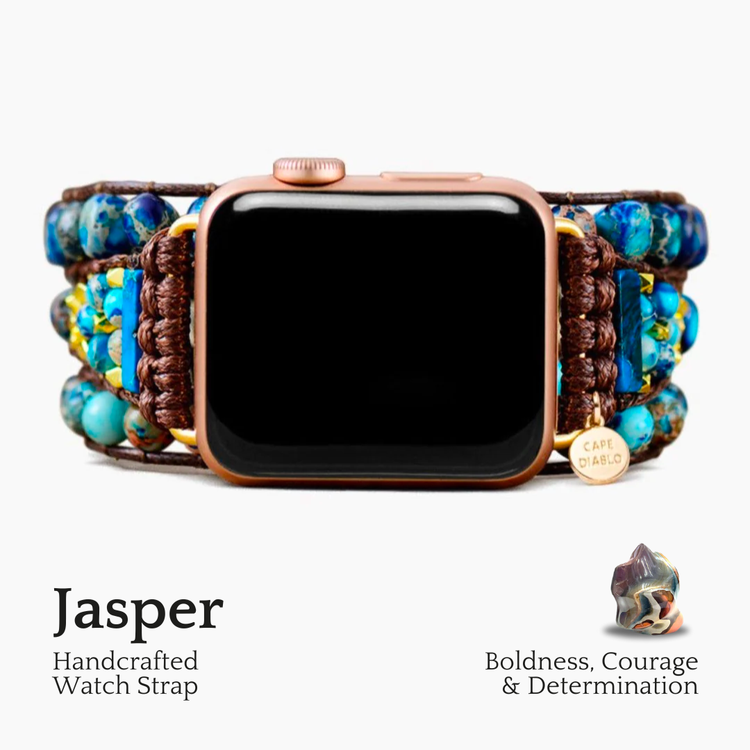 Bracelet Apple Watch gracieux en jaspe bleu