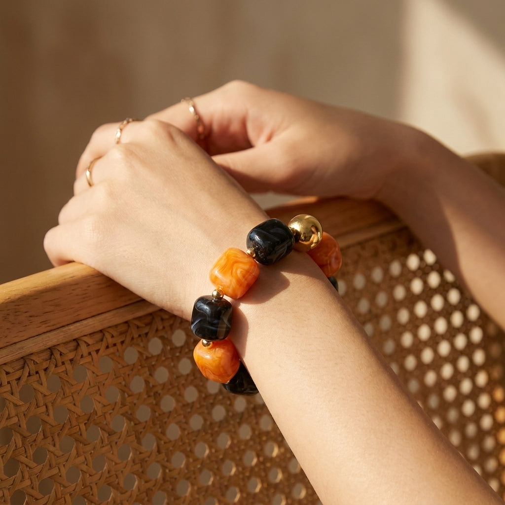 Bracelet chunky d'Halloween « Crépuscule de citrouille »