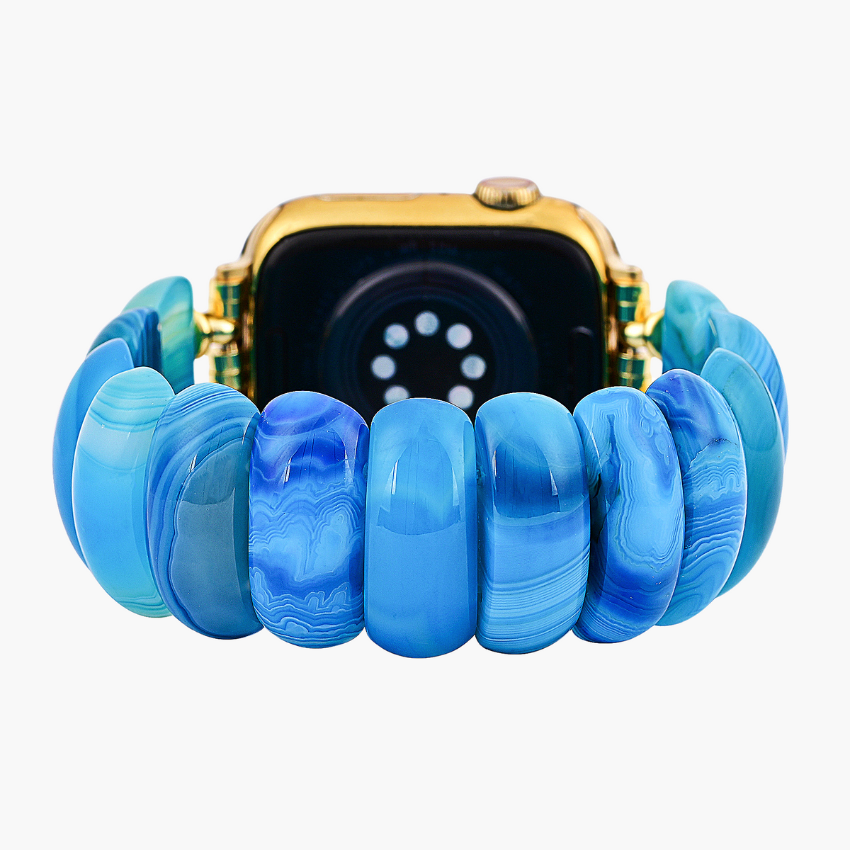 Bracelet extensible en agate bleu lagon Apple Watch