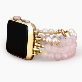 Bracelet Apple Watch extensible à quartz rose avec nom personnalisé