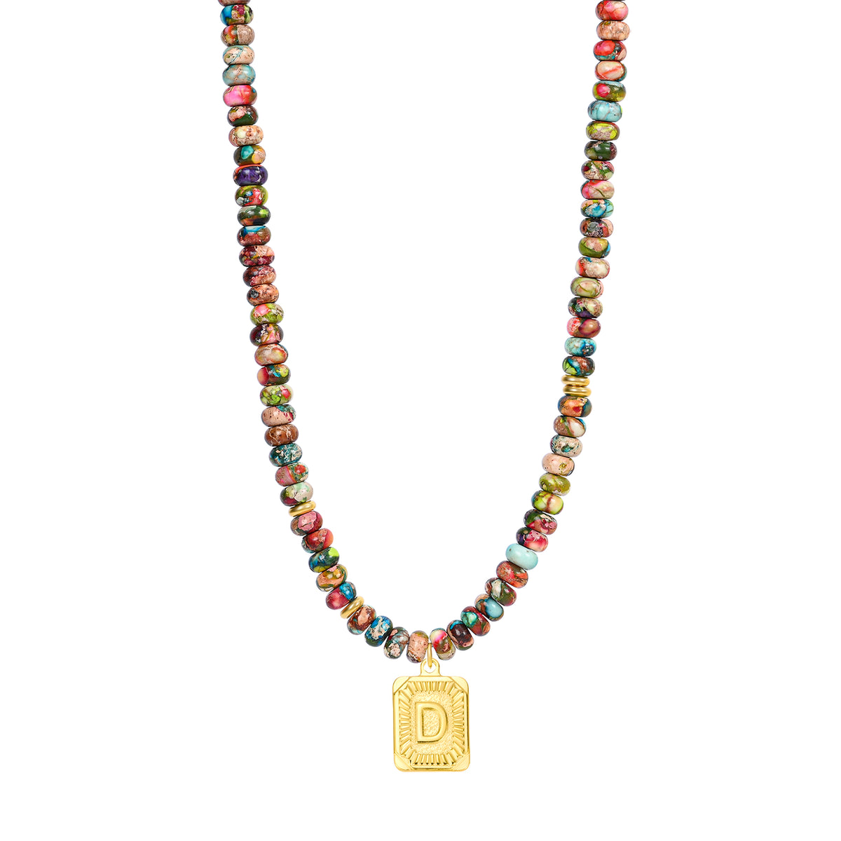 Collier lettre en jaspe impérial bleu