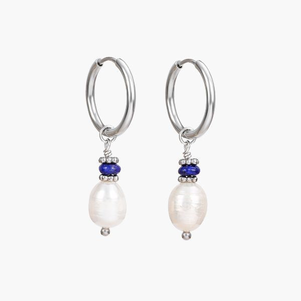 Boucles d'oreilles créoles en perles et agates Golden Grace