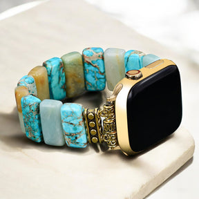 Bracelet Apple Watch extensible Terre Turquoise