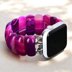 Bracelet extensible en agate orchidée radieuse pour Apple Watch