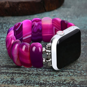 Bracelet Apple Watch en agate orchidée radiante