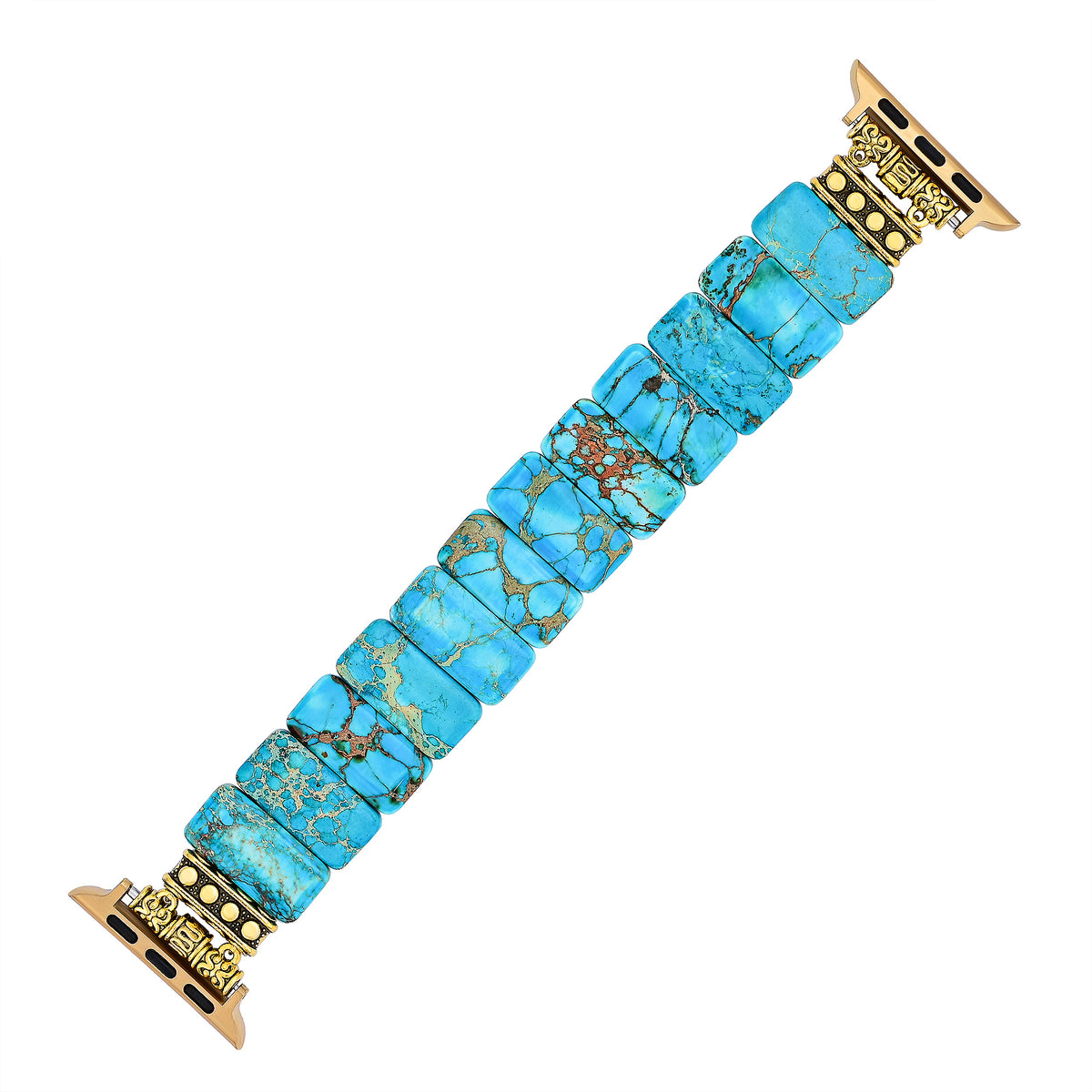 Bracelet extensible en jaspe tibétain turquoise pour Apple Watch