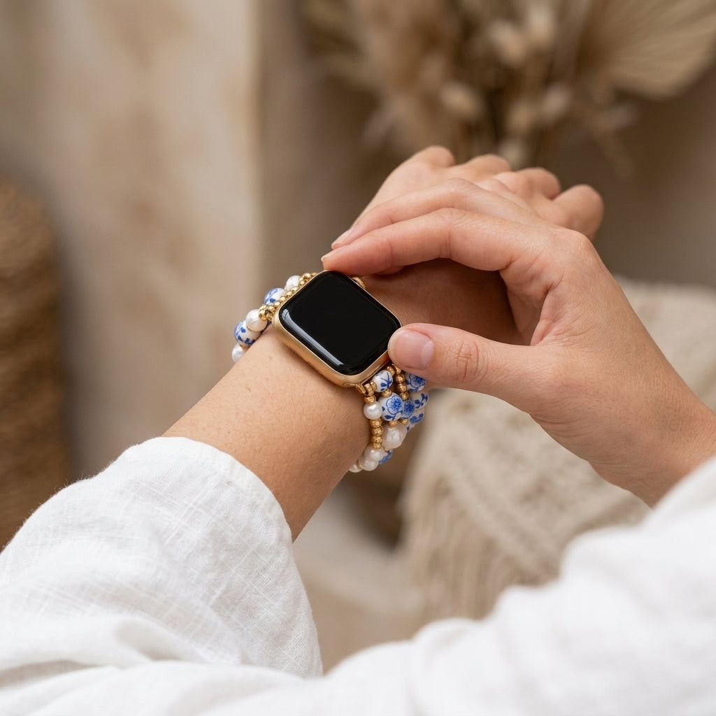Bracelet Apple Watch Porcelain Garden Blue Blossom
