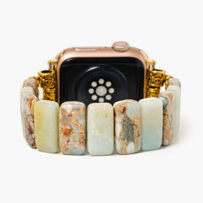 Bracelet Apple Watch extensible en amazonite terrestre