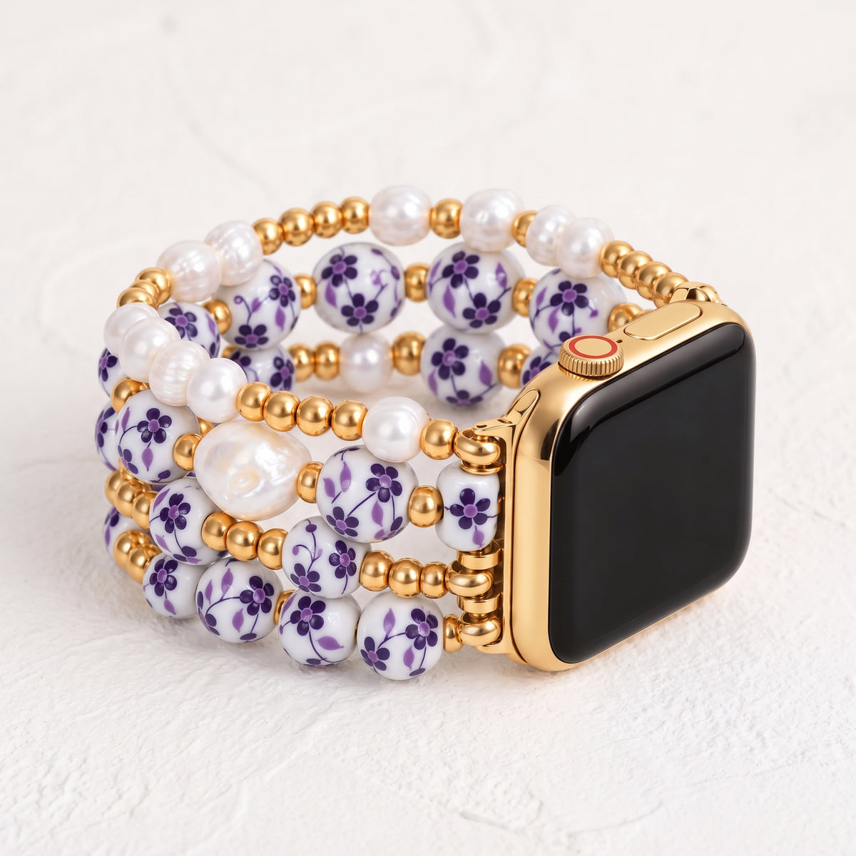 Bracelet Apple Watch Porcelain Garden Violet Bloom