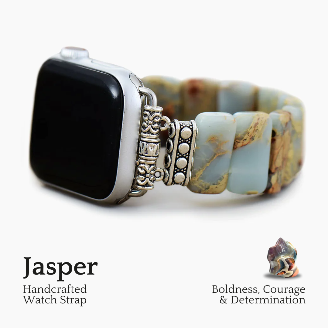 Bracelet Apple Watch extensible en jaspe tibétain terre