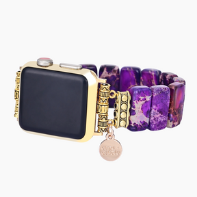 Bracelet Apple Watch extensible en jaspe tibétain indigo