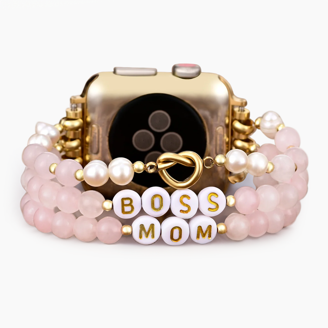 Bracelet Apple Watch extensible à quartz rose Boss Mom